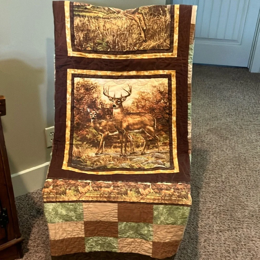 Deer Themed Patchwork handmade Quilt